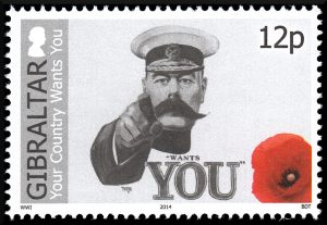 One of the most famous posters of the 20th century. Designed by Alfred Leete and originally published on the cover of London Opinion magazine on 5 September 1914, one month after war was declared. Thanks to his brutal antics in Sudan, Kitchener was so well known to the British public that there was no need to name him on the poster.